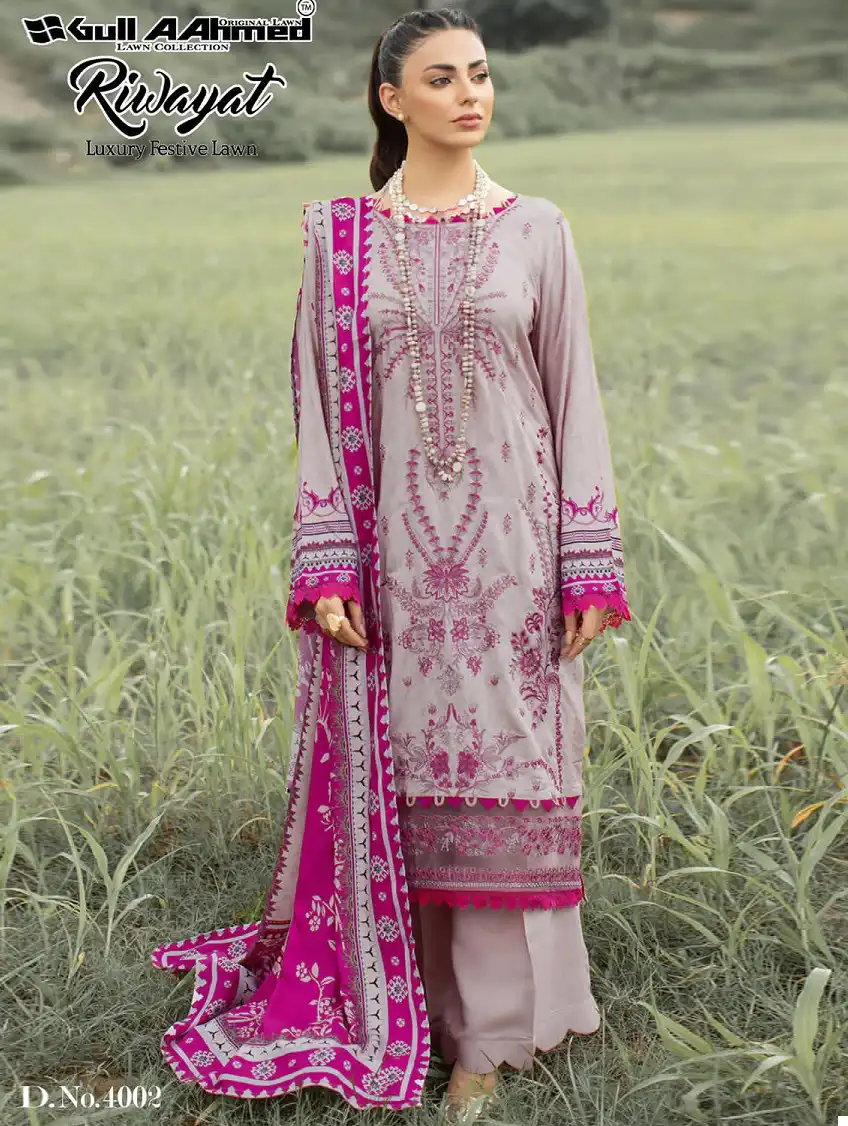 Gull Aahmed Riwayat Vol 4 Pure Lawn Cotton Wholesale Winter Wear Salwar Suit Catalog — Wholesale Salwar Suits, MPA wholesale from Surat — view 1