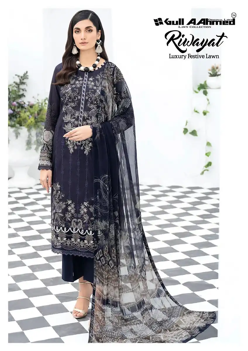 Gull Aahmed Riwayat Vol 4 Pure Lawn Cotton Wholesale Winter Wear Salwar Suit Catalog — Wholesale Salwar Suits, MPA wholesale from Surat - Gallery Image 5