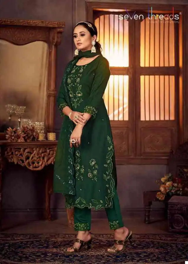 Seven Threads Gulmohar Viscose Silk Wholesale Designer Readymade Salwar Suit Catalog — Wholesale Salwar Suits, MPA wholesale from Surat - Gallery Image 2