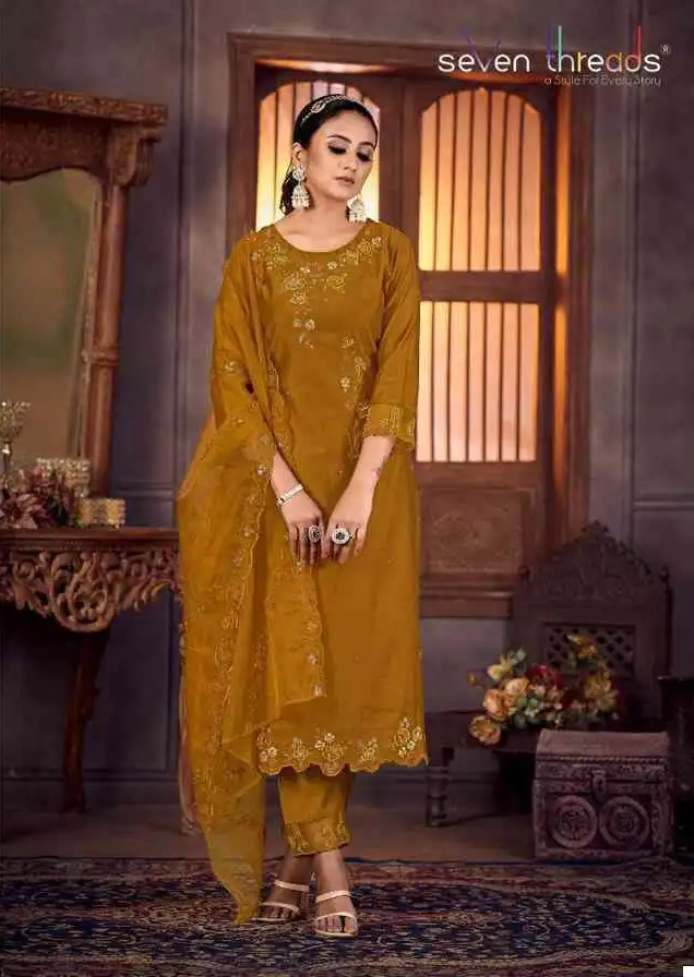 Seven Threads Gulmohar Viscose Silk Wholesale Designer Readymade Salwar Suit Catalog — Wholesale Salwar Suits, MPA wholesale from Surat - Gallery Image 4