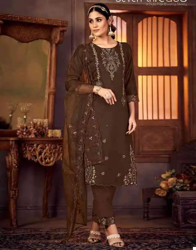 Seven Threads Gulmohar Viscose Silk Wholesale Designer Readymade Salwar Suit Catalog — Wholesale Salwar Suits, MPA wholesale from Surat — view 1
