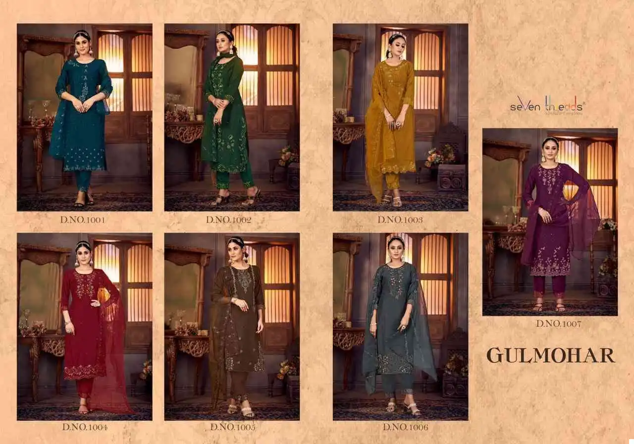 Seven Threads Gulmohar Viscose Silk Wholesale Designer Readymade Salwar Suit Catalog — Wholesale Salwar Suits, MPA wholesale from Surat — view 8