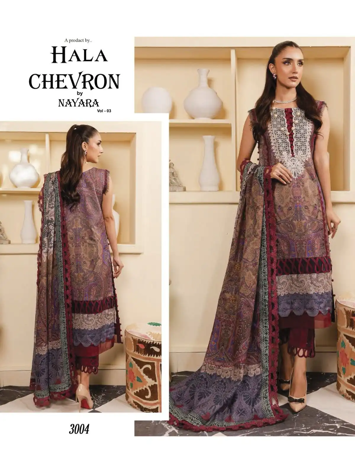 Hala Chevron By Nayra Vol 3 Cotton Wholesale Pakistani Salwar Suit Catalog — Wholesale Salwar Suits, MPA wholesale from Surat - Gallery Image 5