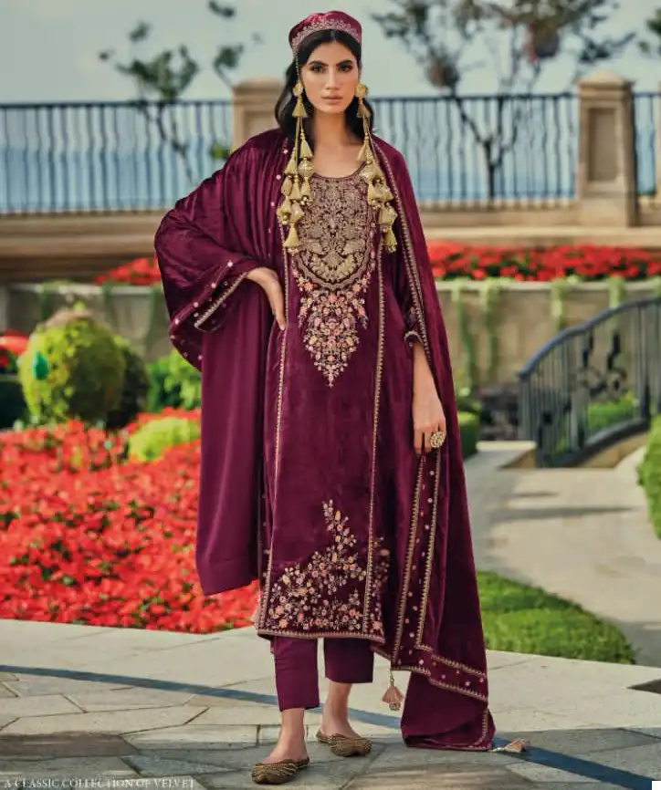 Cindrella Hasrat Viscose Velvet Wholesale Winter Wear Salwar Suit Catalog - 8 Pcs Set — Wholesale Salwar Suits, MPA wholesale from Surat — view 1