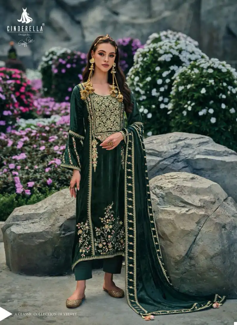 Cindrella Hasrat Viscose Velvet Wholesale Winter Wear Salwar Suit Catalog - 8 Pcs Set — Wholesale Salwar Suits, MPA wholesale from Surat - Gallery Image 2