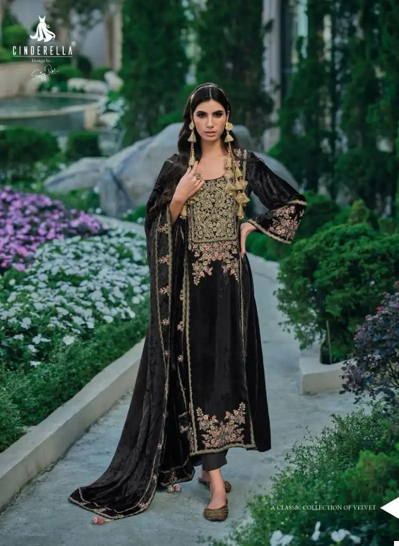 Cindrella Hasrat Viscose Velvet Wholesale Winter Wear Salwar Suit Catalog - 8 Pcs Set — Wholesale Salwar Suits, MPA wholesale from Surat - Gallery Image 4