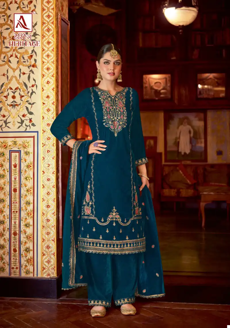 Alok Suits Heritage Premium Velvet Wholesale Winter Wear Suits Catalog — Wholesale Salwar Suits, Alok Suit wholesale from Surat - Gallery Image 2
