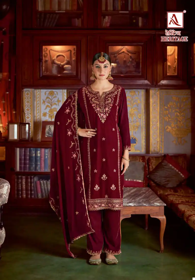 Alok Suits Heritage Premium Velvet Wholesale Winter Wear Suits Catalog — Wholesale Salwar Suits, Alok Suit wholesale from Surat - Gallery Image 5