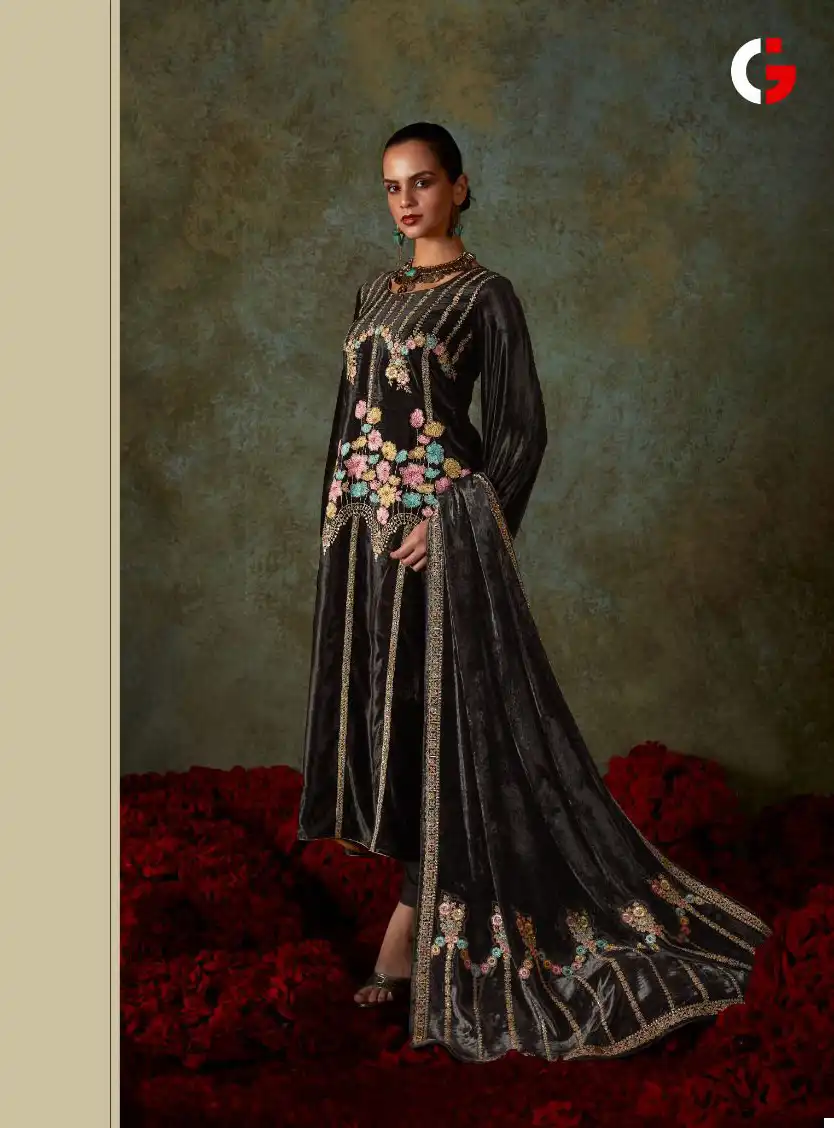 Deepsy Suits Gull Jee Hidayat Velvet Wholesale Heavy Embroidery Designer Winter Wear Salwar Suit Catalog — Wholesale Salwar Suits, MPA wholesale from Surat — view 4