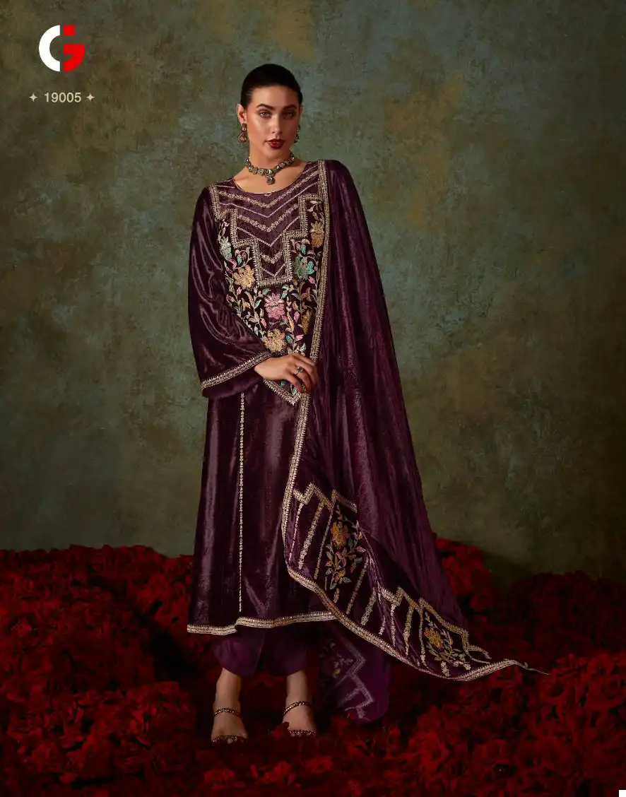 Deepsy Suits Gull Jee Hidayat Velvet Wholesale Heavy Embroidery Designer Winter Wear Salwar Suit Catalog — Wholesale Salwar Suits, MPA wholesale from Surat — view 5