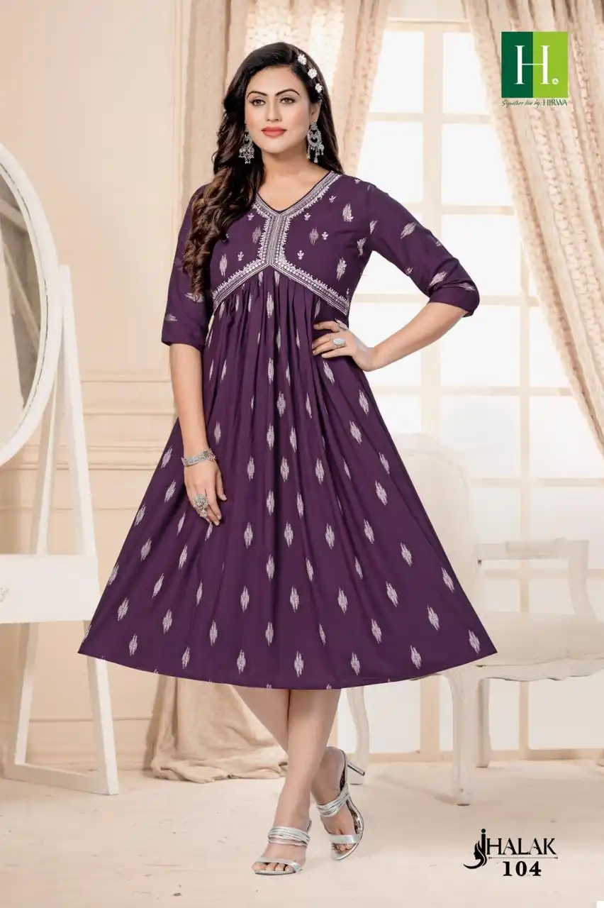 Hirwa Jhalak Rayon Wholesale Fancy Designer Alia Cut Style Kurtis Catalog — Wholesale Kurtis, MPA wholesale from Surat - Gallery Image 5