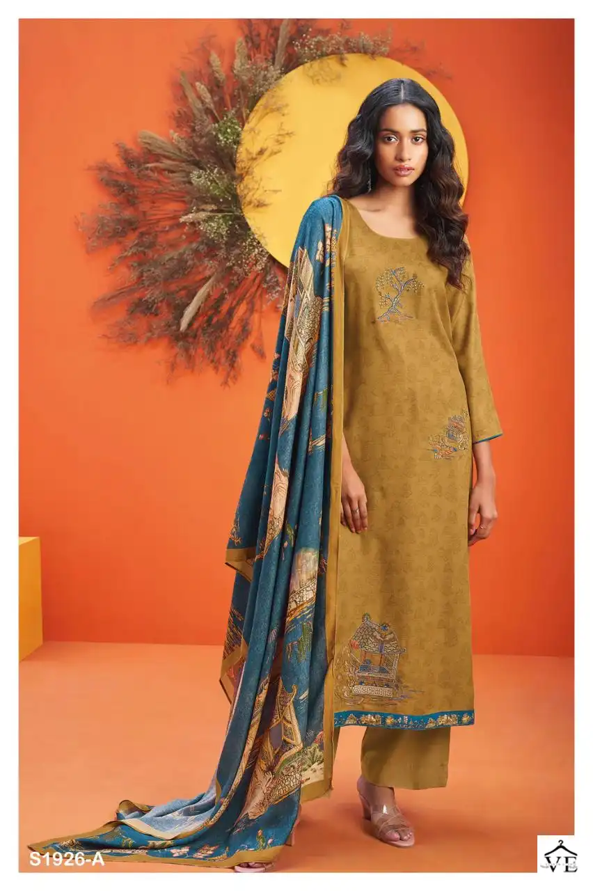 Ganga Honey 1926 Premium Pure Pashmina Wholesale Designer Winter Wear Salwar Suit Catalog — Wholesale Salwar Suits, Ganga wholesale from Surat - Gallery Image 2