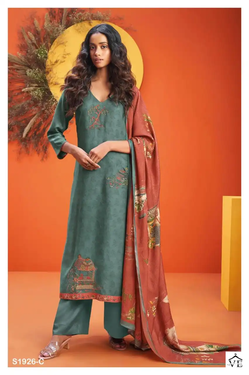 Ganga Honey 1926 Premium Pure Pashmina Wholesale Designer Winter Wear Salwar Suit Catalog — Wholesale Salwar Suits, Ganga wholesale from Surat - Gallery Image 4