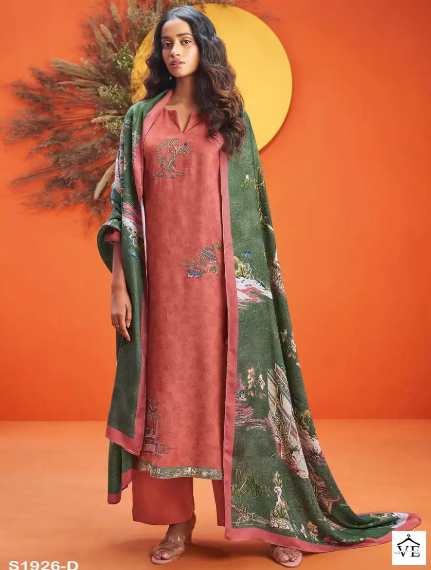 Ganga Honey 1926 Premium Pure Pashmina Wholesale Designer Winter Wear Salwar Suit Catalog — Wholesale Salwar Suits, Ganga wholesale from Surat — view 1