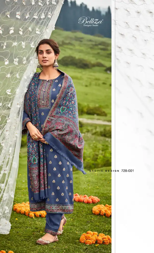Belliza Designer Izaara Pashmina Wholesale Designer Winter Wear Salwar Suit Catalog — Wholesale Salwar Suits, Belliza Designer wholesale from Surat - Gallery Image 3