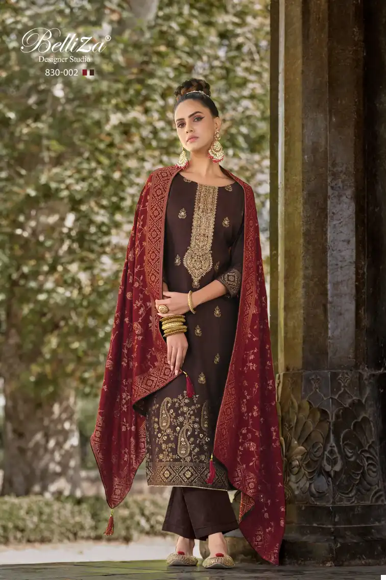 Belliza Izhaar Viscose Pashmina Jacquard Wholesale Winter Wear Salwar Suit Catalog - 6 Pcs Set — Wholesale Salwar Suits, Belliza Designer wholesale from Surat - Gallery Image 3