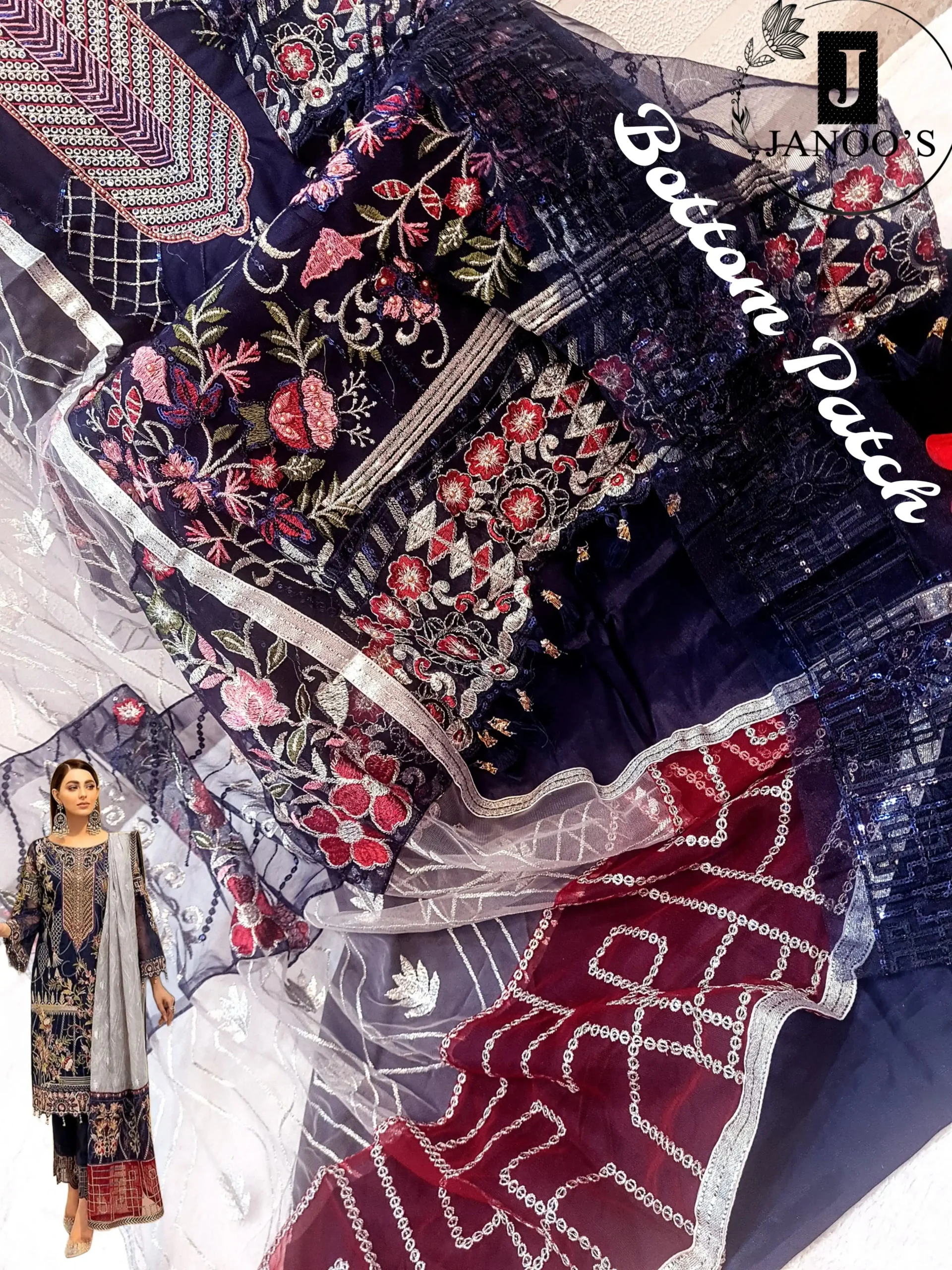 Janoo's J-107 Butterfly Net Wholesale Pakistani Suit — Wholesale Salwar Suits, MPA wholesale from Surat — view 5