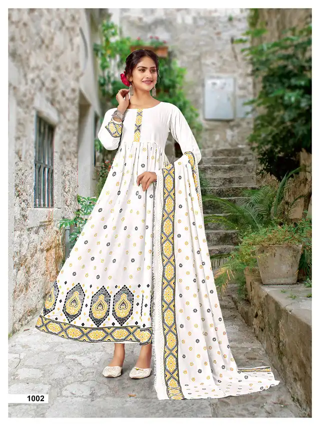 VE Jannat Rayon Wholesale Gown With Dupatta Catalog - 8 Pcs Set — Wholesale Salwar Suits, MPA wholesale from Surat - Gallery Image 4