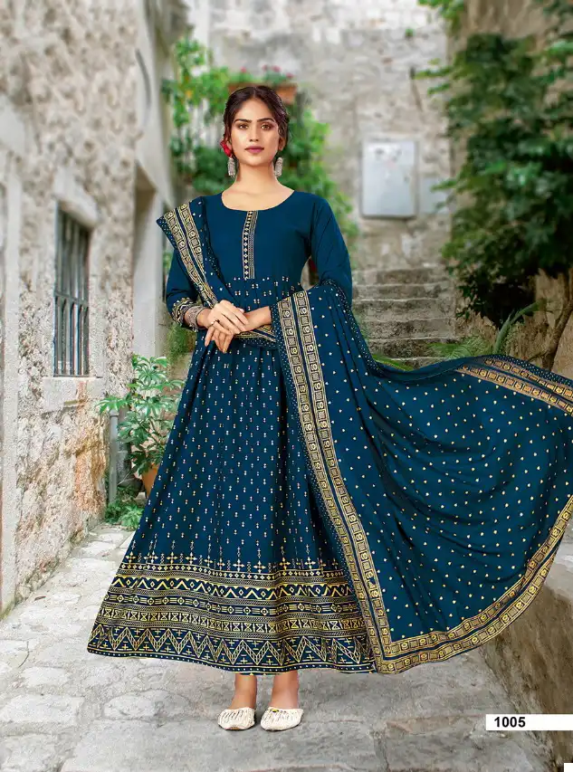 VE Jannat Rayon Wholesale Gown With Dupatta Catalog - 8 Pcs Set — Wholesale Salwar Suits, MPA wholesale from Surat - Gallery Image 3