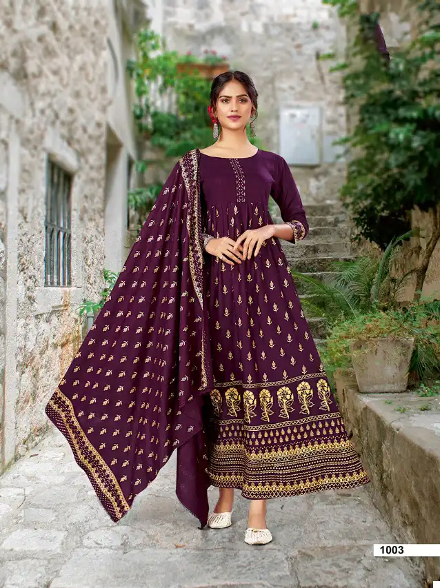 VE Jannat Rayon Wholesale Gown With Dupatta Catalog - 8 Pcs Set — Wholesale Salwar Suits, MPA wholesale from Surat - Gallery Image 5