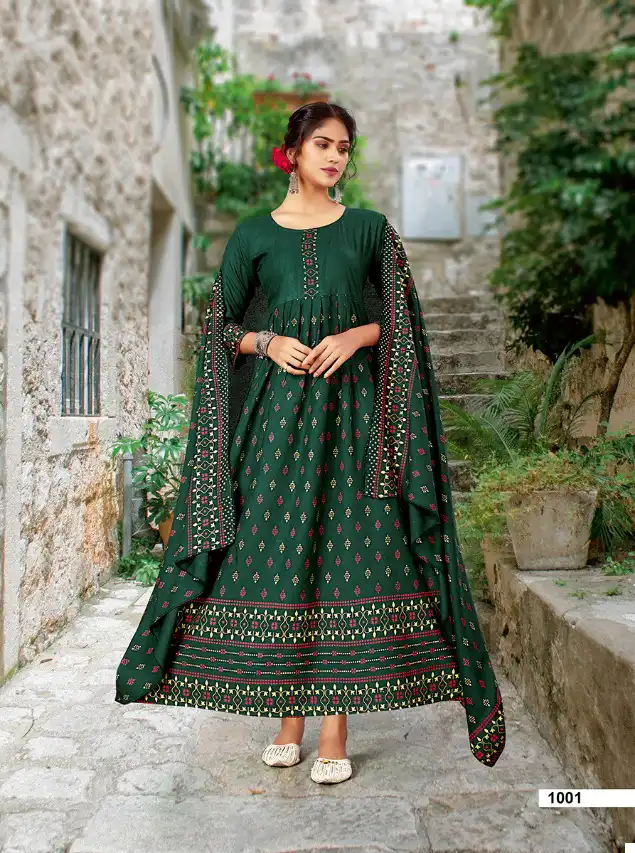 VE Jannat Rayon Wholesale Gown With Dupatta Catalog - 8 Pcs Set — Wholesale Salwar Suits, MPA wholesale from Surat - Gallery Image 6