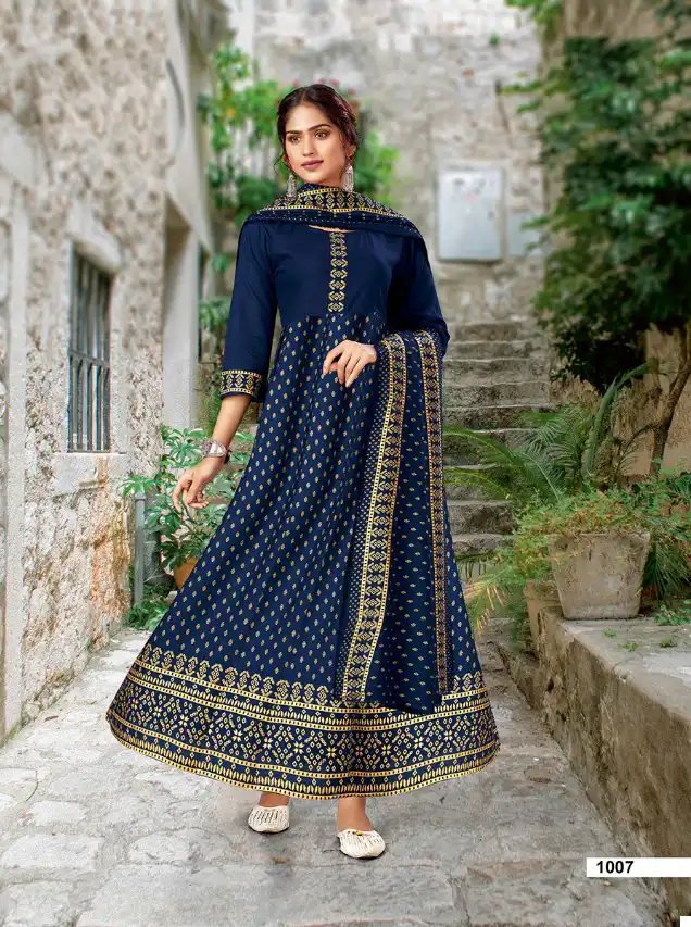 VE Jannat Rayon Wholesale Gown With Dupatta Catalog - 8 Pcs Set — Wholesale Salwar Suits, MPA wholesale from Surat - Gallery Image 7