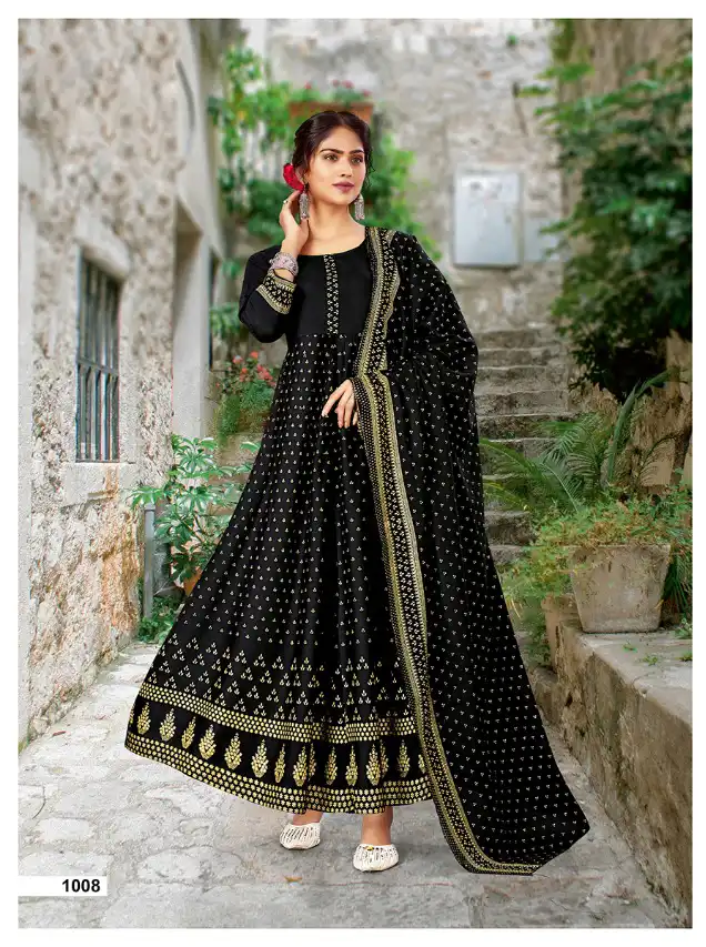 VE Jannat Rayon Wholesale Gown With Dupatta Catalog - 8 Pcs Set — Wholesale Salwar Suits, MPA wholesale from Surat - Gallery Image 8