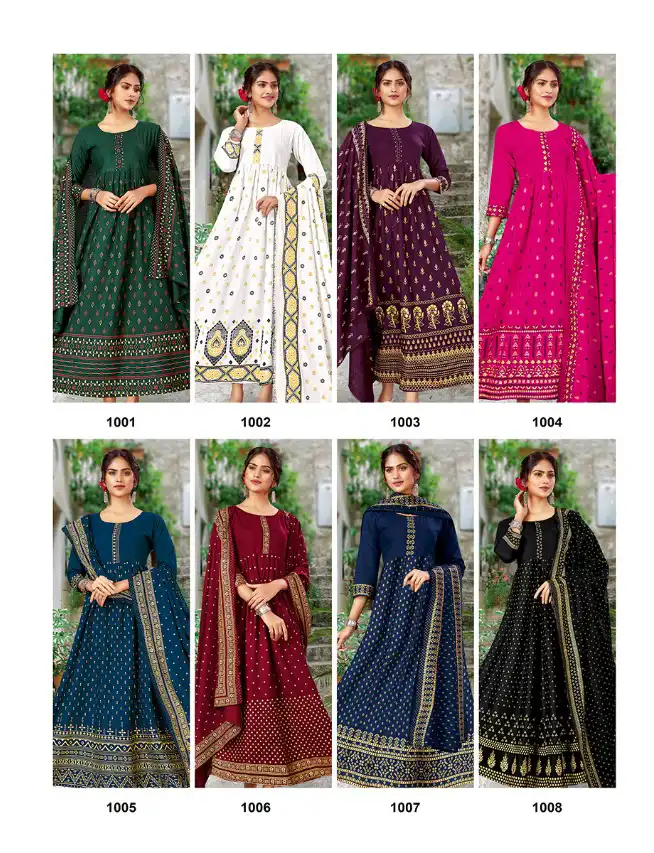 VE Jannat Rayon Wholesale Gown With Dupatta Catalog - 8 Pcs Set — Wholesale Salwar Suits, MPA wholesale from Surat — view 9