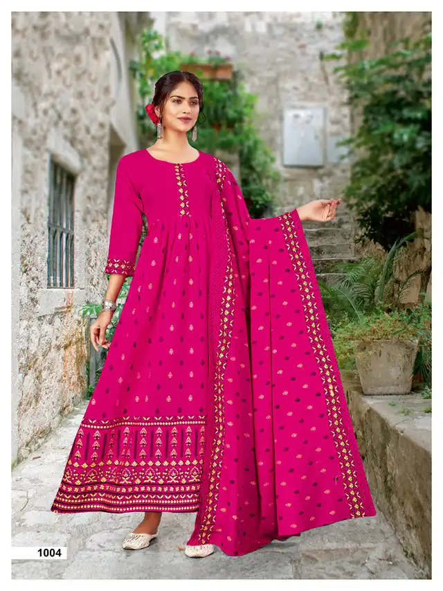 VE Jannat Rayon Wholesale Gown With Dupatta Catalog - 8 Pcs Set — Wholesale Salwar Suits, MPA wholesale from Surat - Gallery Image 2