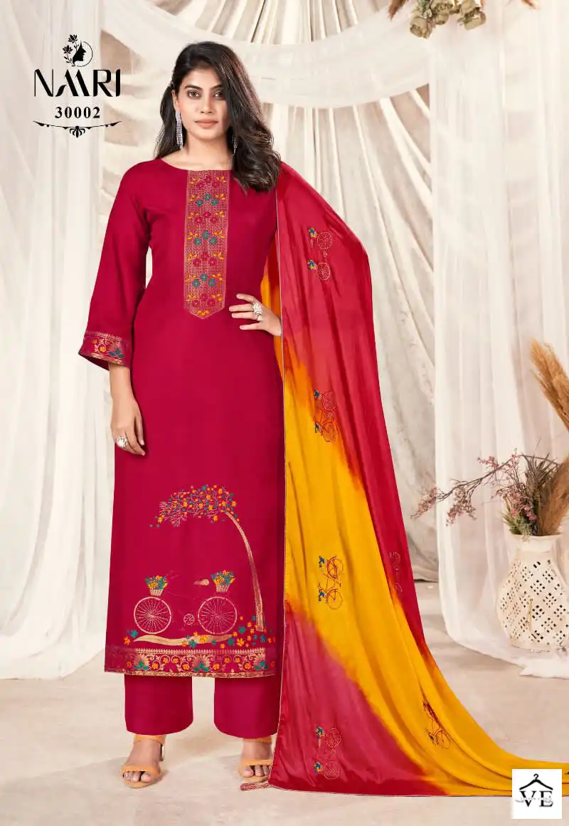 Naari Jesica Pure Muslin Jacard Wholesale Designer Salwar Suit Catalog — Wholesale Salwar Suits, MPA wholesale from Surat — view 2