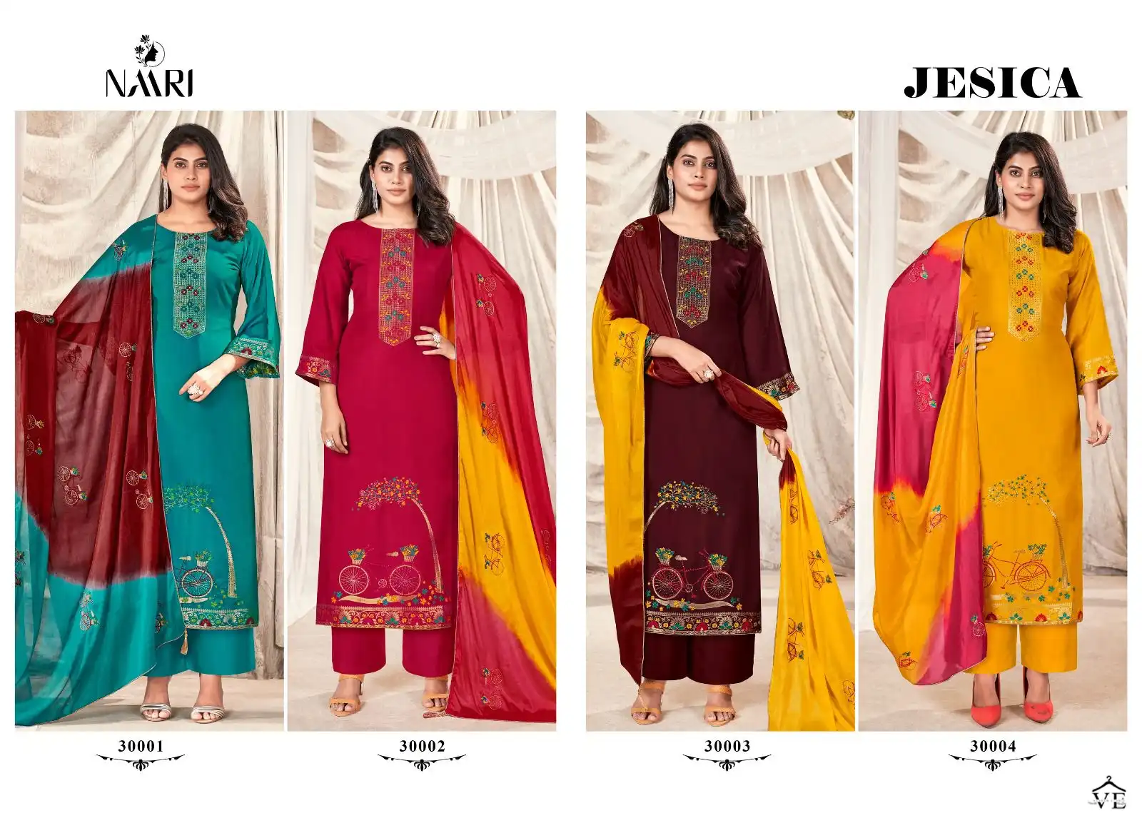Naari Jesica Pure Muslin Jacard Wholesale Designer Salwar Suit Catalog — Wholesale Salwar Suits, MPA wholesale from Surat — view 5