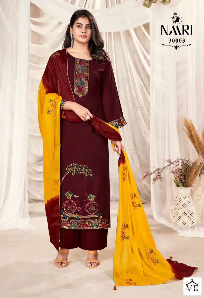 Naari Jesica Pure Muslin Jacard Wholesale Designer Salwar Suit Catalog — Wholesale Salwar Suits, MPA wholesale from Surat — view 3