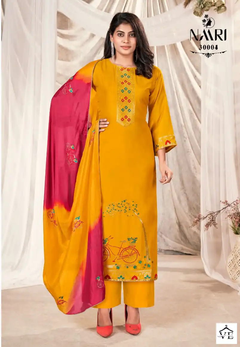 Naari Jesica Pure Muslin Jacard Wholesale Designer Salwar Suit Catalog — Wholesale Salwar Suits, MPA wholesale from Surat — view 4