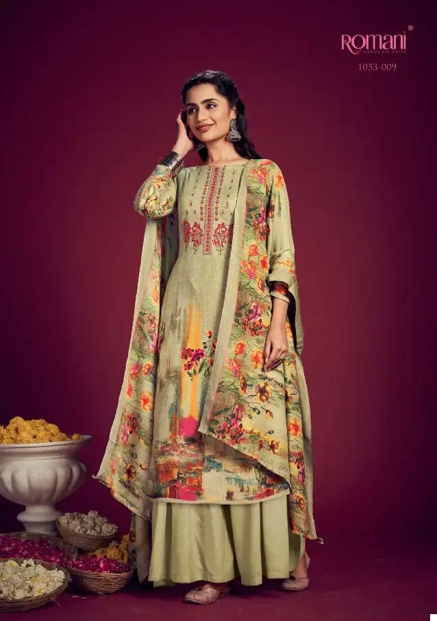 Romani Jhalak Pashmina Wholesale Embroidery Work Designer Winter Wear Salwar Suit Catalog — Wholesale Salwar Suits, MPA wholesale from Surat - Gallery Image 9