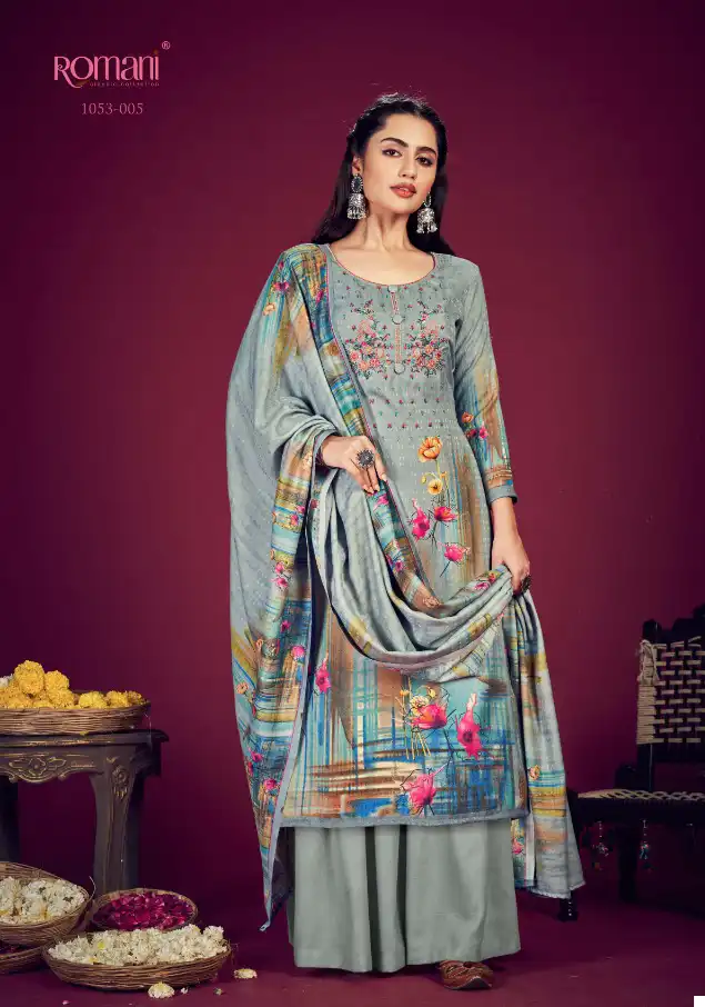 Romani Jhalak Pashmina Wholesale Embroidery Work Designer Winter Wear Salwar Suit Catalog — Wholesale Salwar Suits, MPA wholesale from Surat - Gallery Image 5
