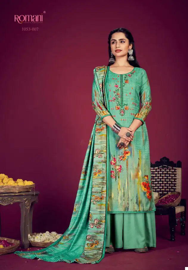 Romani Jhalak Pashmina Wholesale Embroidery Work Designer Winter Wear Salwar Suit Catalog — Wholesale Salwar Suits, MPA wholesale from Surat - Gallery Image 6