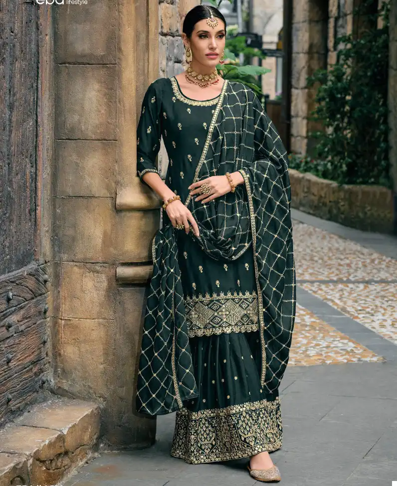 Eba Lifestyle Jugani Chinon Wholesale Designer Work Salwar Suit Catalog — Wholesale Salwar Suits, Eba Lifestyle wholesale from Surat — view 1