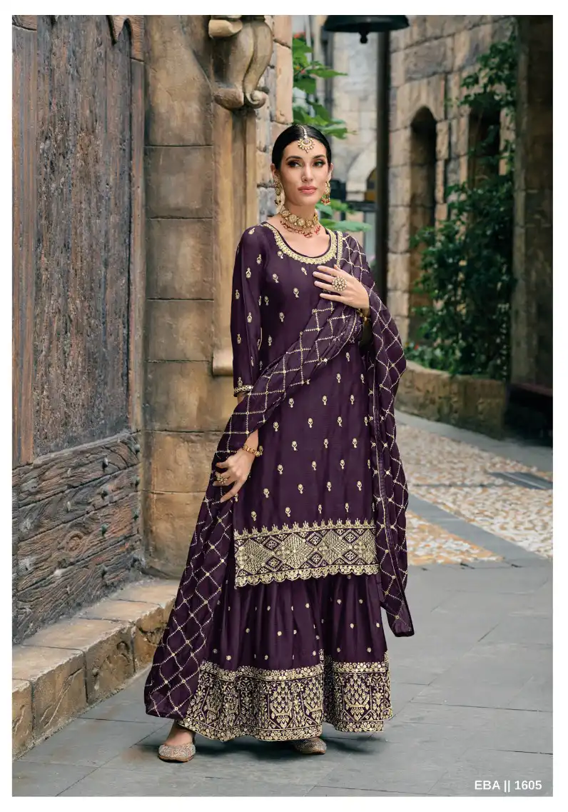 Eba Lifestyle Jugani Chinon Wholesale Designer Work Salwar Suit Catalog — Wholesale Salwar Suits, Eba Lifestyle wholesale from Surat - Gallery Image 2