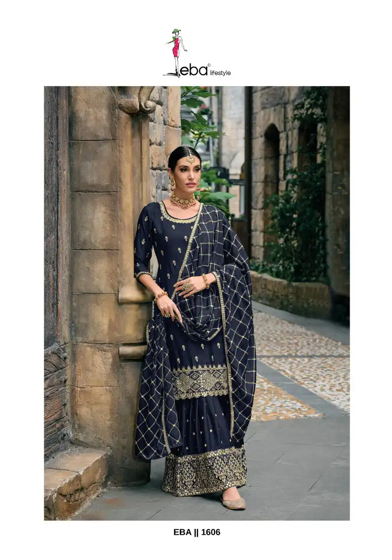 Eba Lifestyle Jugani Chinon Wholesale Designer Work Salwar Suit Catalog — Wholesale Salwar Suits, Eba Lifestyle wholesale from Surat - Gallery Image 3