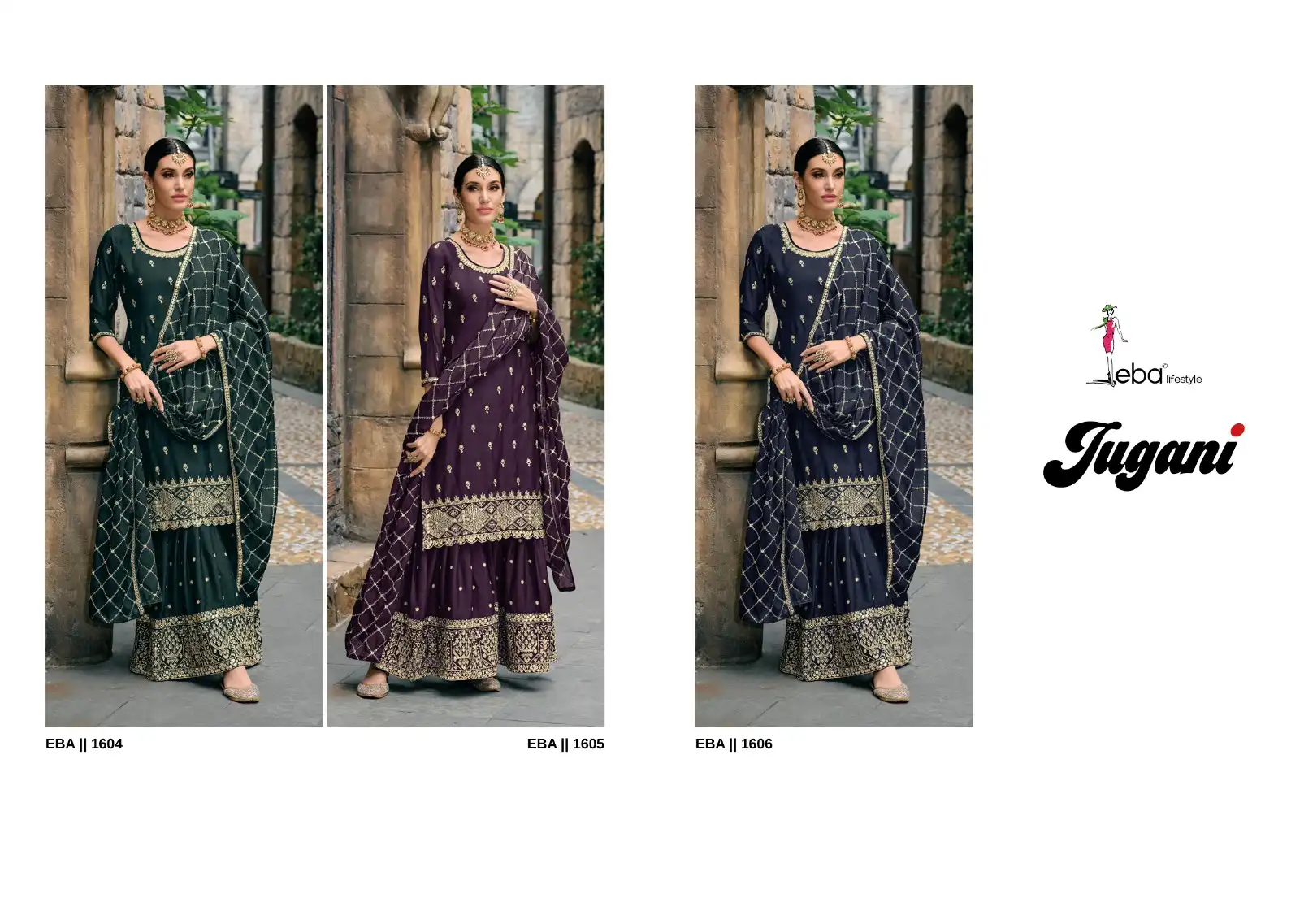 Eba Lifestyle Jugani Chinon Wholesale Designer Work Salwar Suit Catalog — Wholesale Salwar Suits, Eba Lifestyle wholesale from Surat — view 4