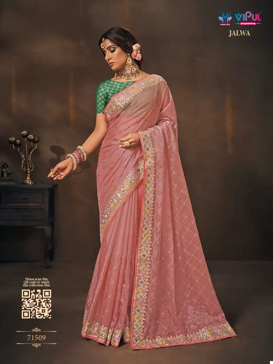 Vipul Jalwa Flowry Organza Wholesale Designer Saree Catalog — Wholesale Sarees, MPA wholesale from Surat - Gallery Image 8