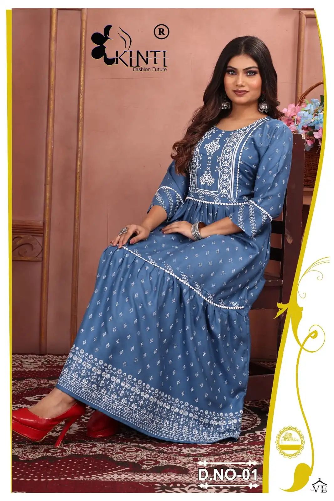 Kinti Juliet Heavy Rayon Wholesale Long Gowns Catalog — Wholesale Kurtis, MPA wholesale from Surat - Gallery Image 2