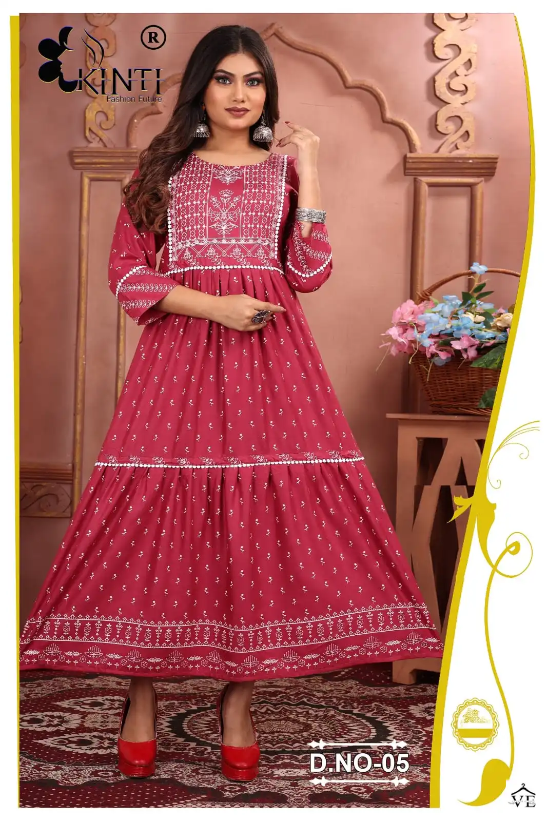 Kinti Juliet Heavy Rayon Wholesale Long Gowns Catalog — Wholesale Kurtis, MPA wholesale from Surat - Gallery Image 3