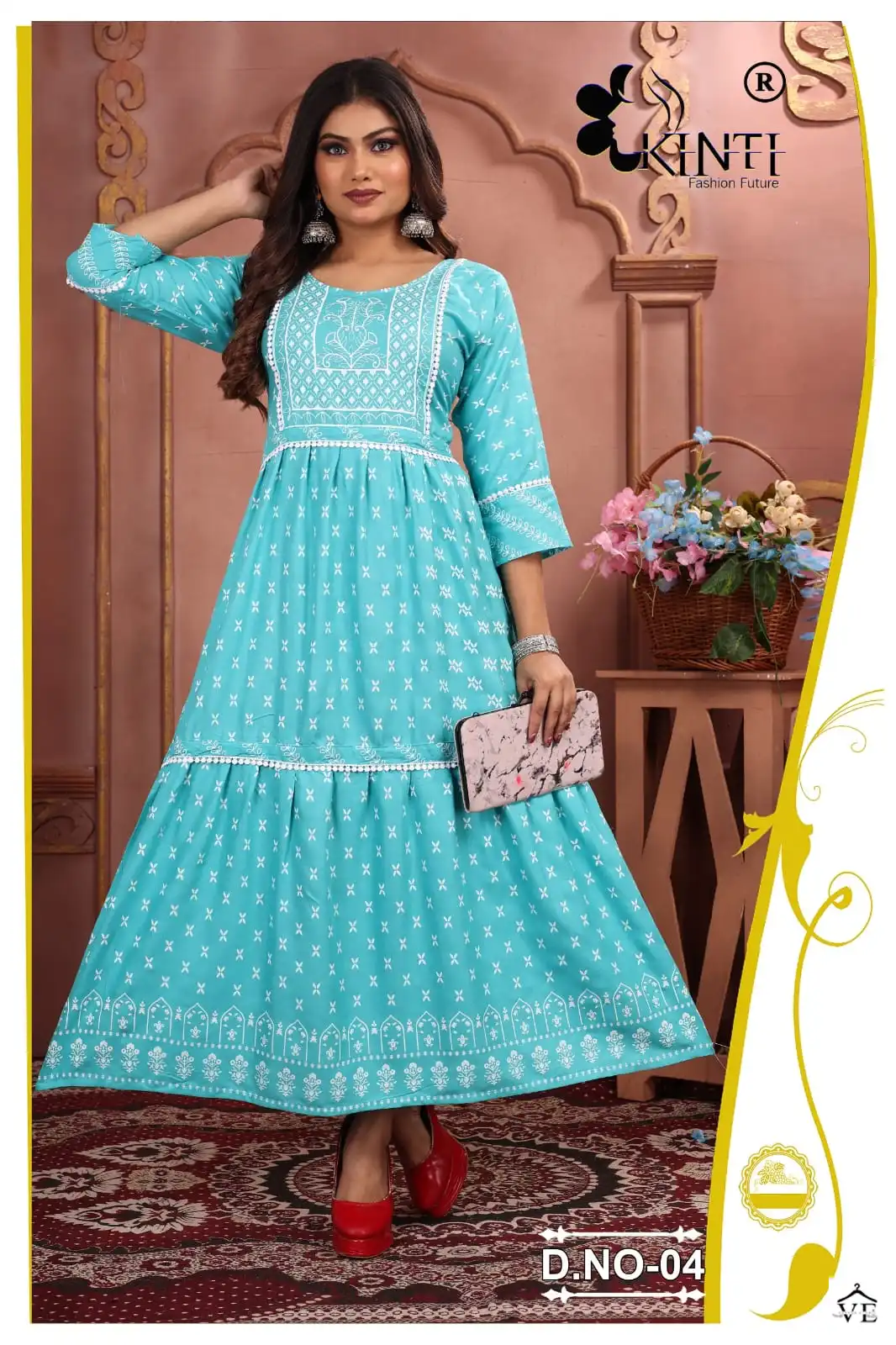 Kinti Juliet Heavy Rayon Wholesale Long Gowns Catalog — Wholesale Kurtis, MPA wholesale from Surat - Gallery Image 4