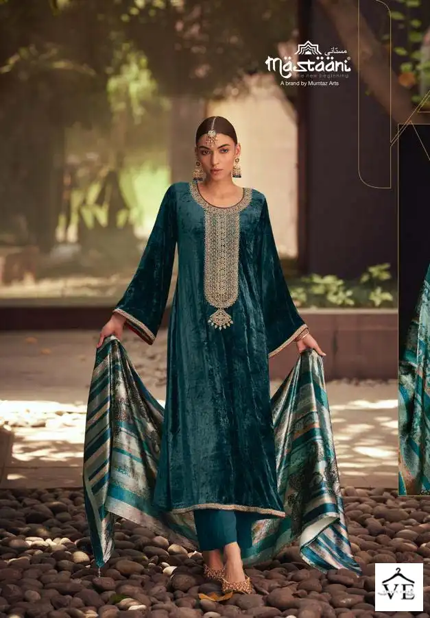 Mumtaz Arts Kaira Velvet Wholesale Beautiful Embroidery Designer Winter Wear Salwar Suit Catalog — Wholesale Salwar Suits, MPA wholesale from Surat - Gallery Image 5