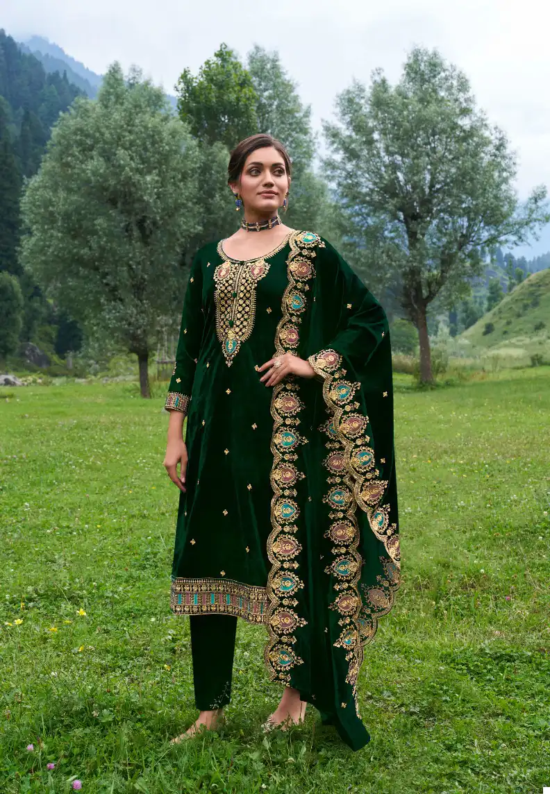Kala Archana 2 Velvet 9000 Wholesale Winter Suits Catalog — Wholesale Salwar Suits, MPA wholesale from Surat - Gallery Image 2