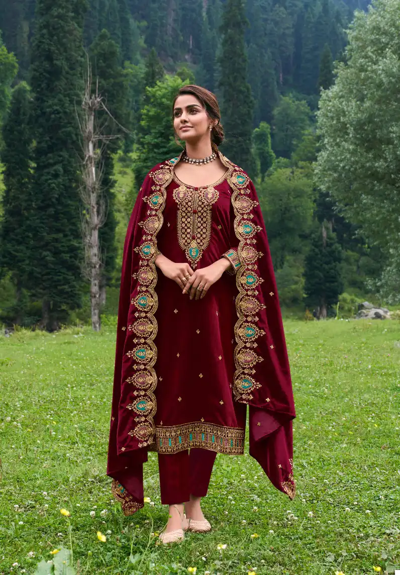 Kala Archana 2 Velvet 9000 Wholesale Winter Suits Catalog — Wholesale Salwar Suits, MPA wholesale from Surat - Gallery Image 3