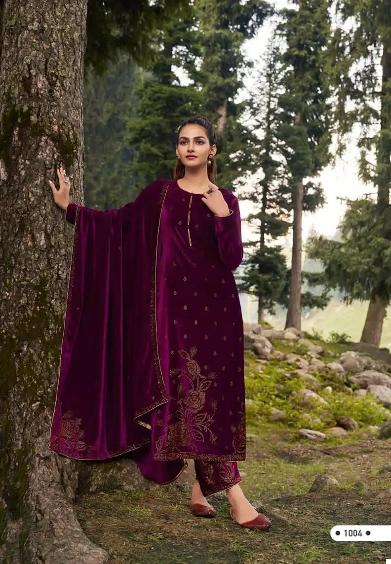 Kala Payal Velvet 9000 Wholesale Winter Suits Catalog — Wholesale Salwar Suits, MPA wholesale from Surat - Gallery Image 3