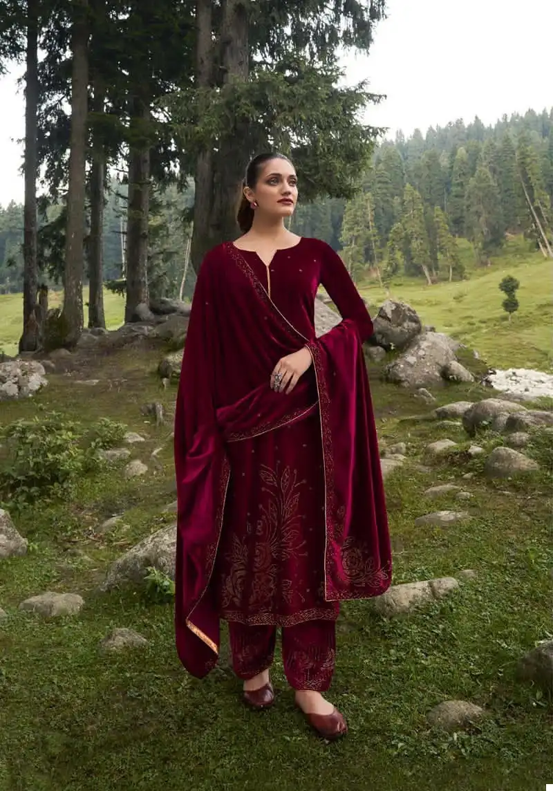 Kala Payal Velvet 9000 Wholesale Winter Suits Catalog — Wholesale Salwar Suits, MPA wholesale from Surat - Gallery Image 2