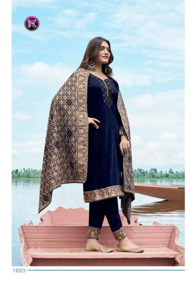 Kala Fashion Kala Ruchika Velvet 9000 Wholesale Designer Winter Wear Salwar Suit Catalog — Wholesale Salwar Suits, MPA wholesale from Surat - Gallery Image 2